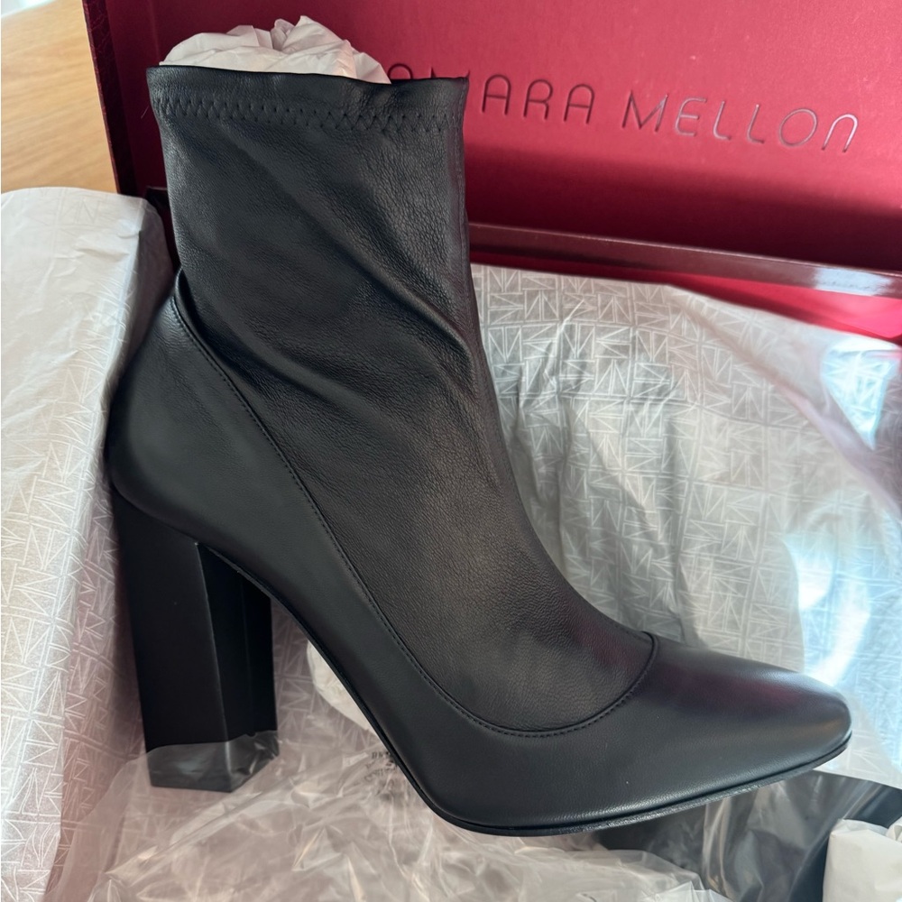 Tamara Mellon Black Leather Ankle Boots